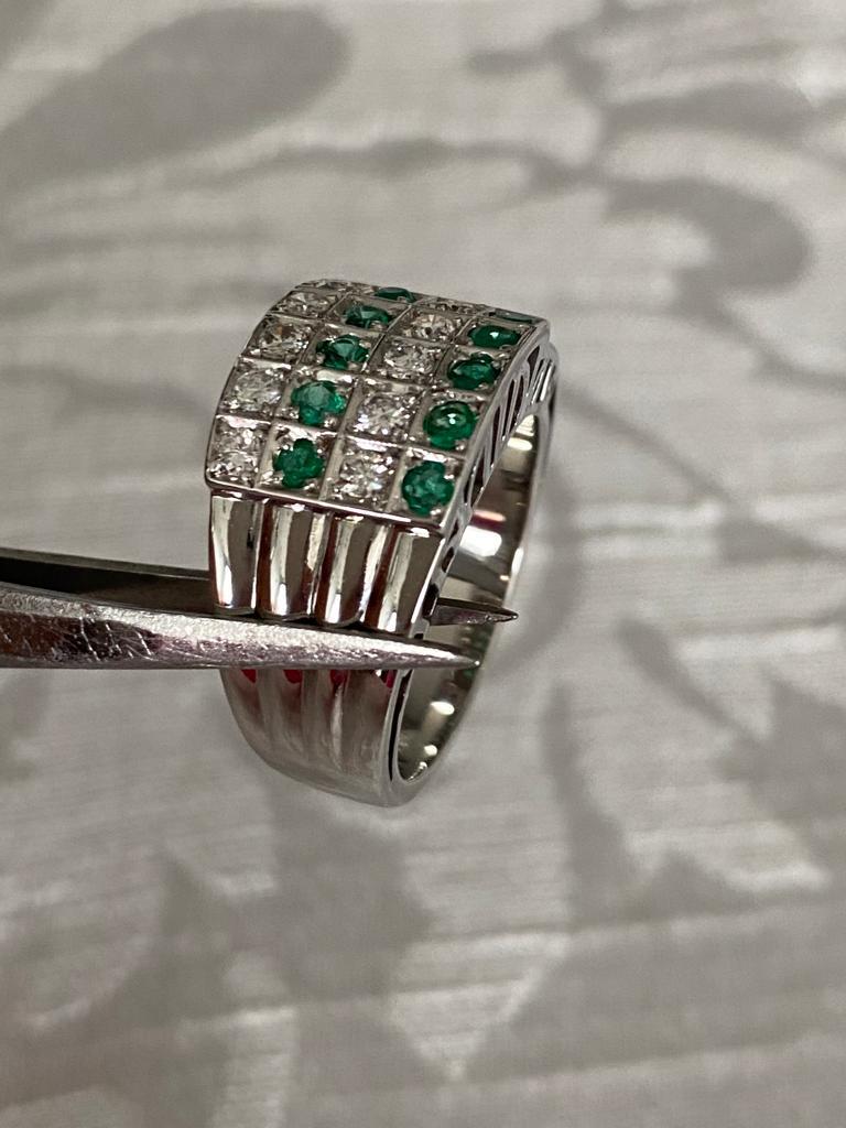 1.50 Ct Emerald and Diamond Ring in 18K White Gold