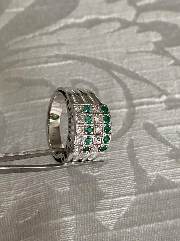 1.50 Ct Emerald and Diamond Ring in 18K White Gold