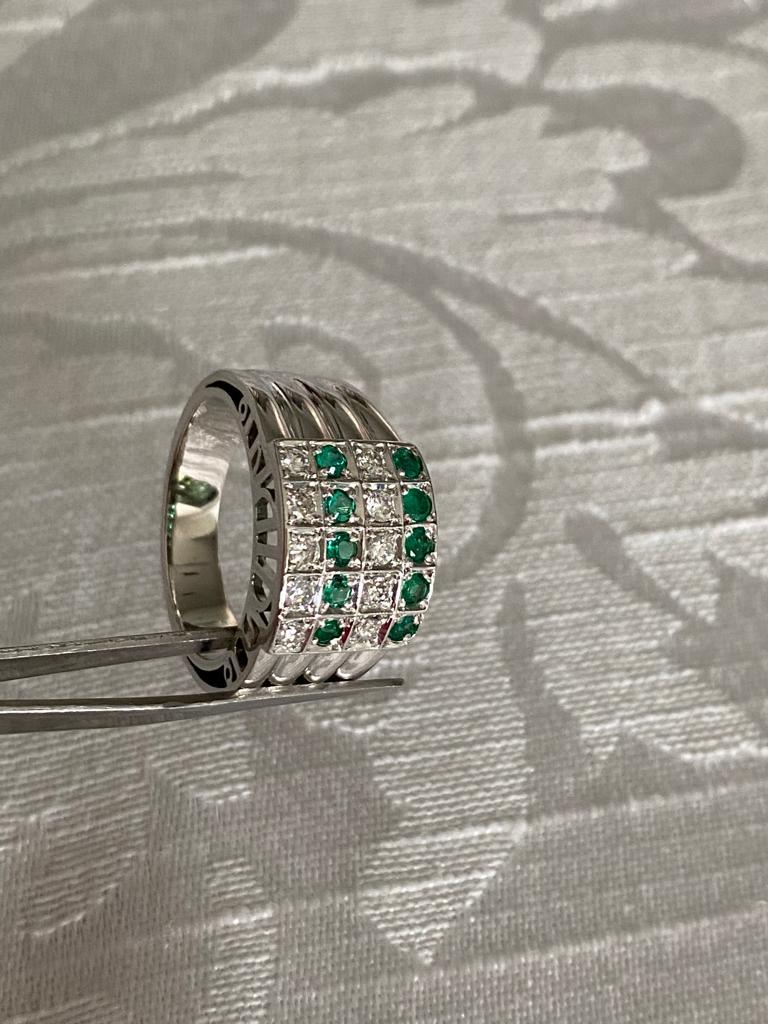 1.50 Ct Emerald and Diamond Ring in 18K White Gold