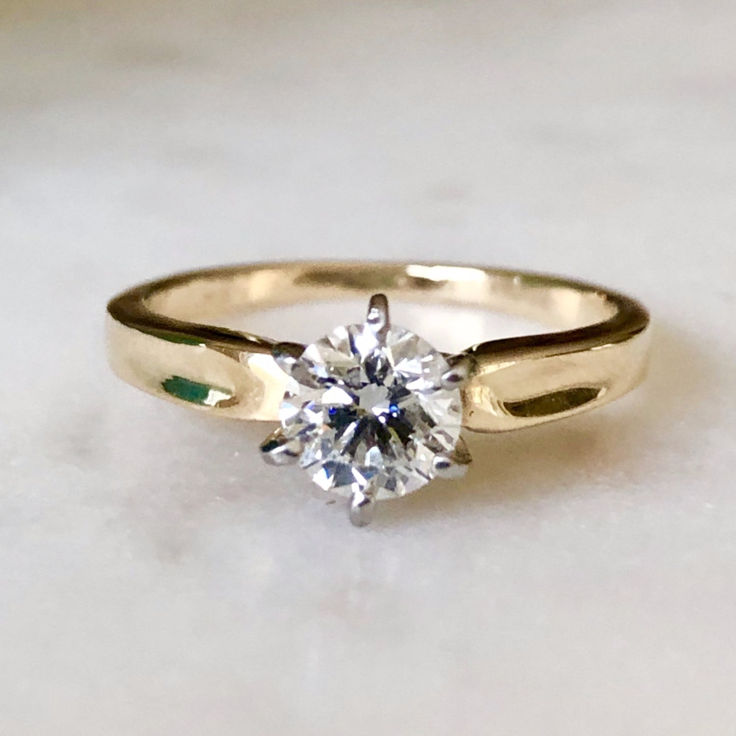 Vintage 0.75 Carat Natural Diamond Engagement Ring 18K & Platinum