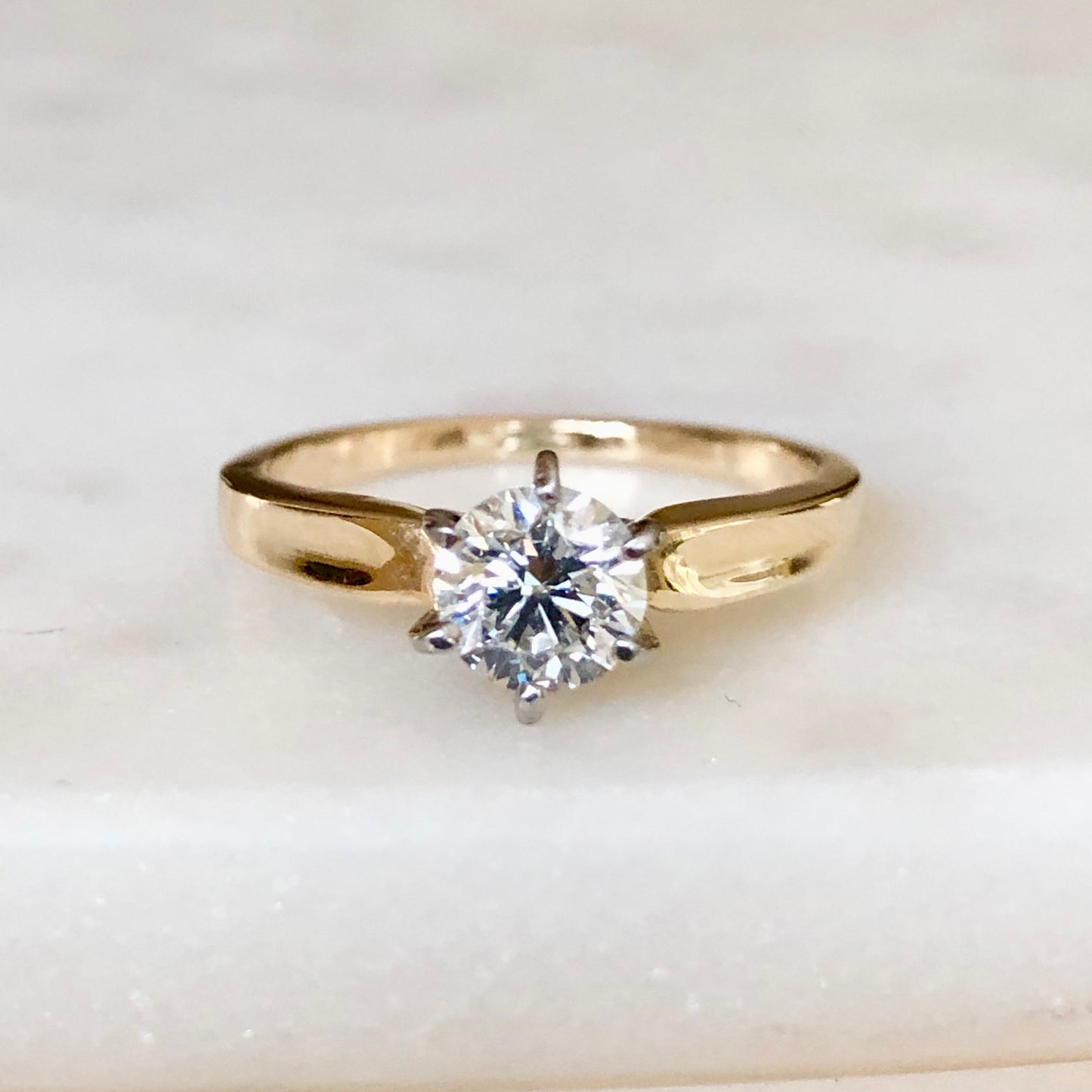 Vintage 0.75 Carat Natural Diamond Engagement Ring 18K & Platinum