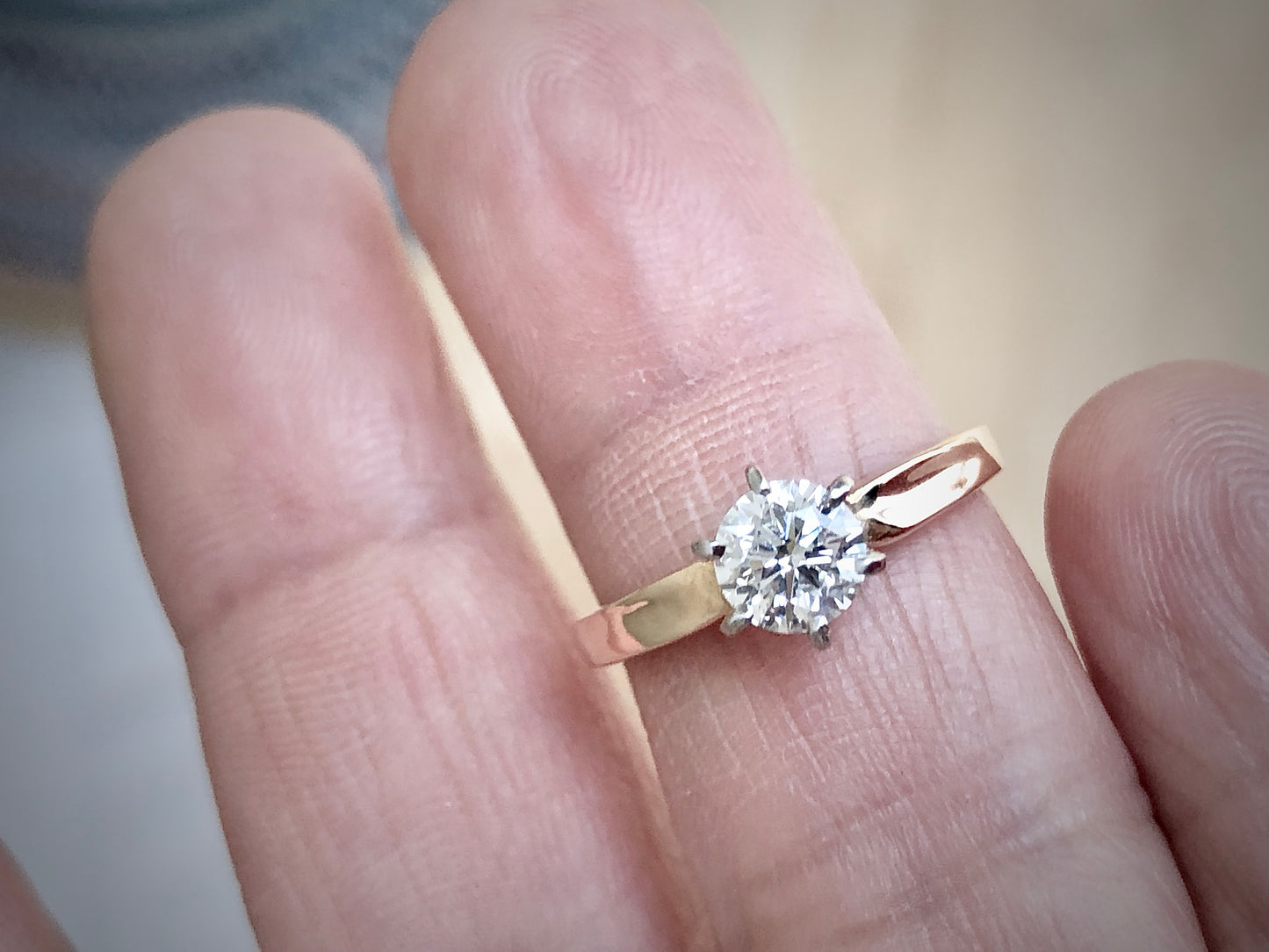 Vintage 0.75 Carat Natural Diamond Engagement Ring 18K & Platinum
