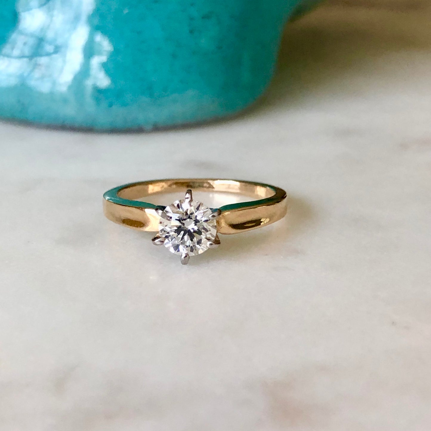 Vintage 0.75 Carat Natural Diamond Engagement Ring 18K & Platinum