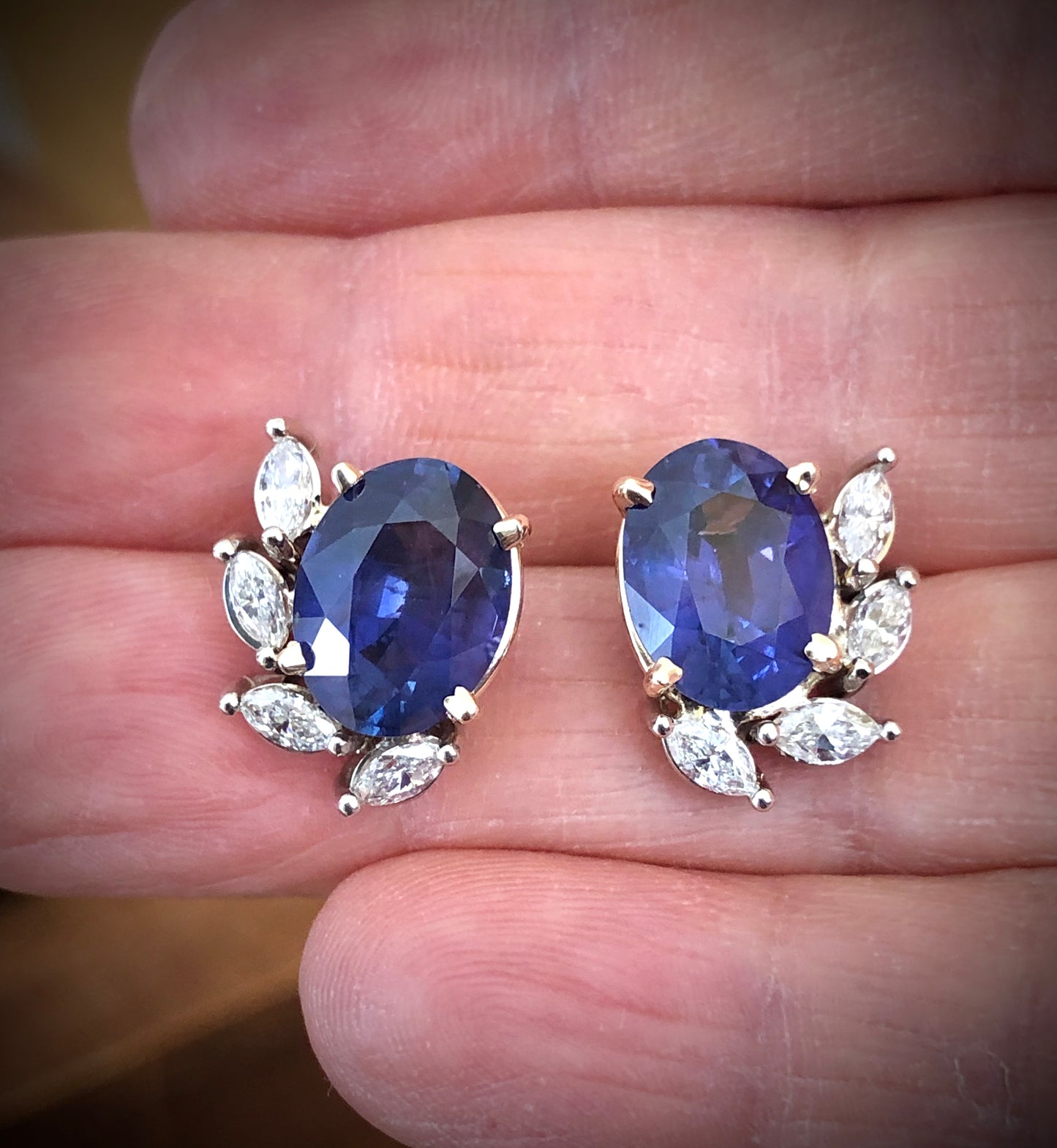11.69 Carats Natural Untreated Color-Change Sapphire and Diamond Earrings