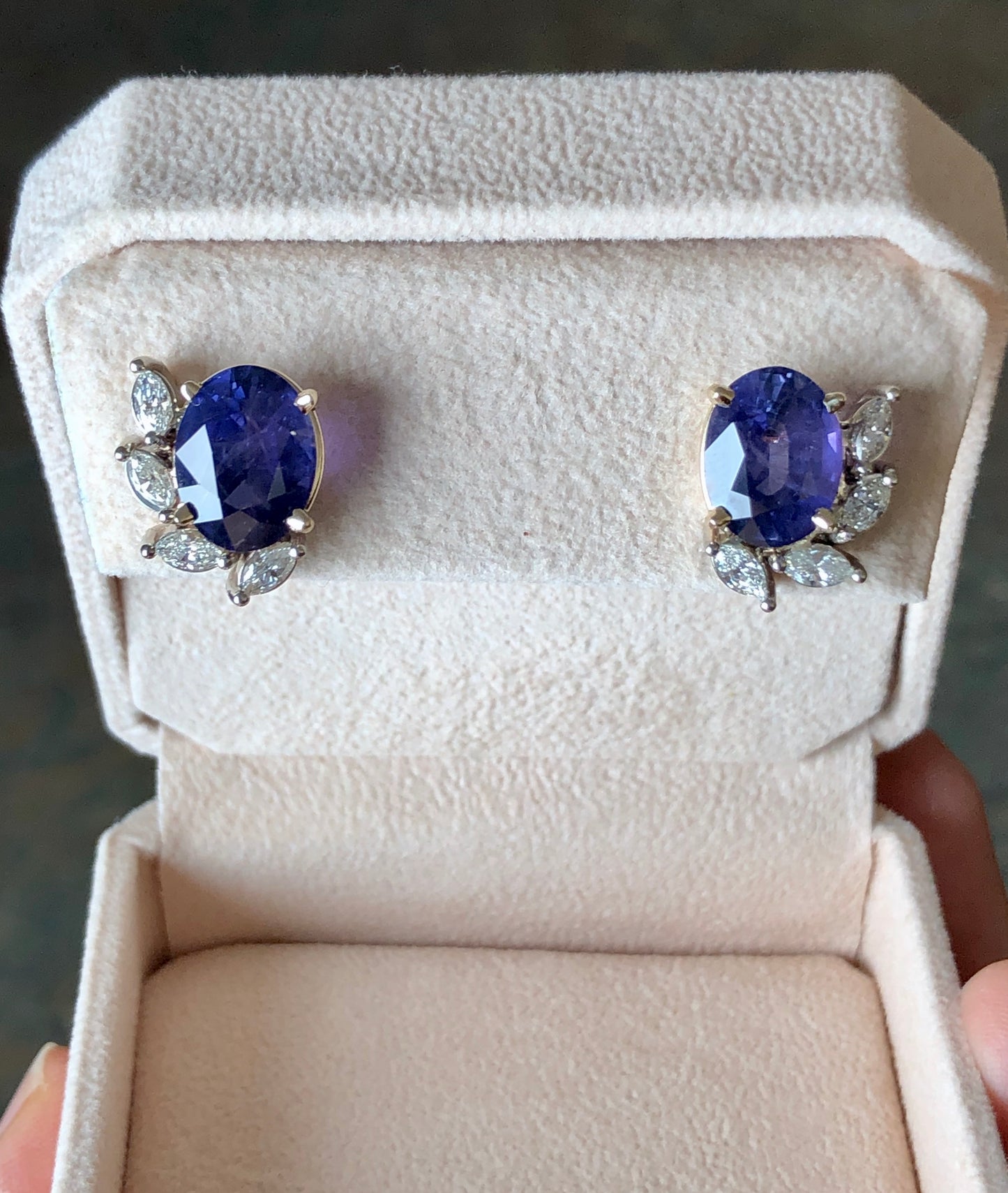 11.69 Carats Natural Untreated Color-Change Sapphire and Diamond Earrings