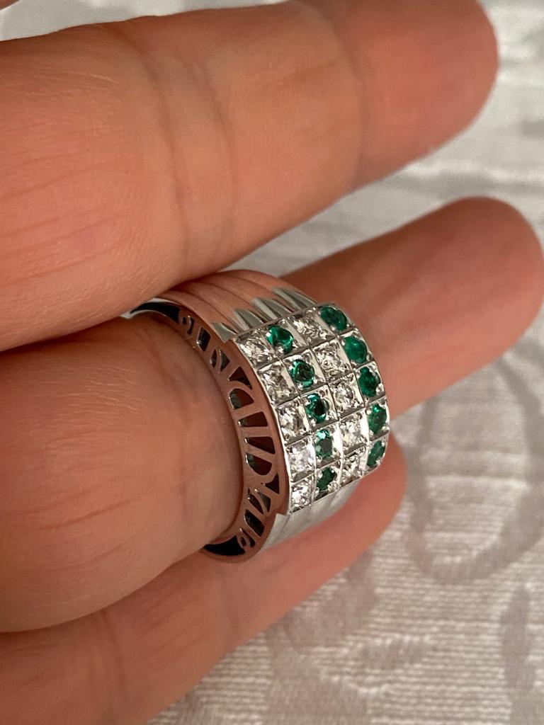 1.50 Ct Emerald and Diamond Ring in 18K White Gold
