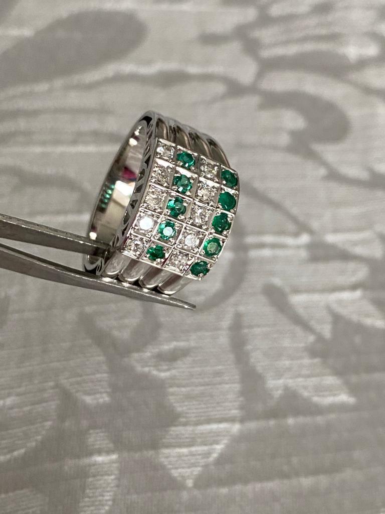 1.50 Ct Emerald and Diamond Ring in 18K White Gold