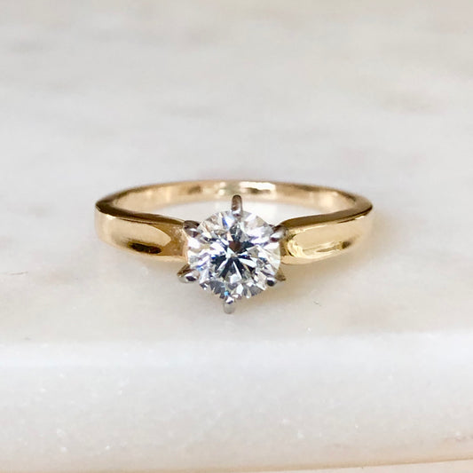 Vintage 0.75 Carat Natural Diamond Engagement Ring 18K & Platinum